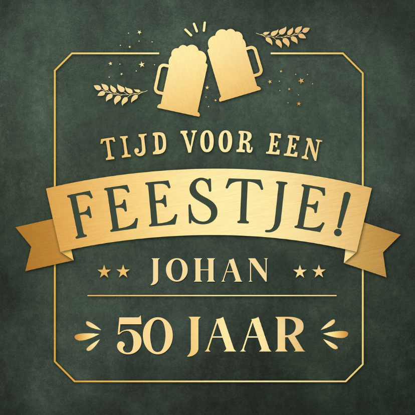 Uitnodigingen - Uitnodiging verjaardagsfeest 50 jaar met bier pullen