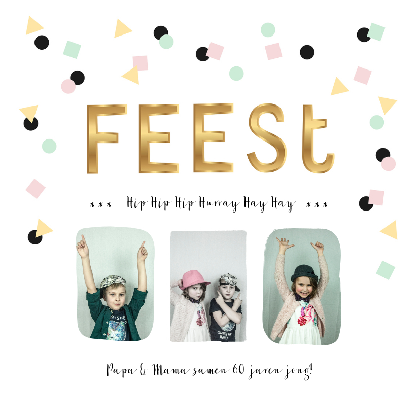 Uitnodigingen - Uitnodiging verjaardagsfeest pastel confetti goud letters