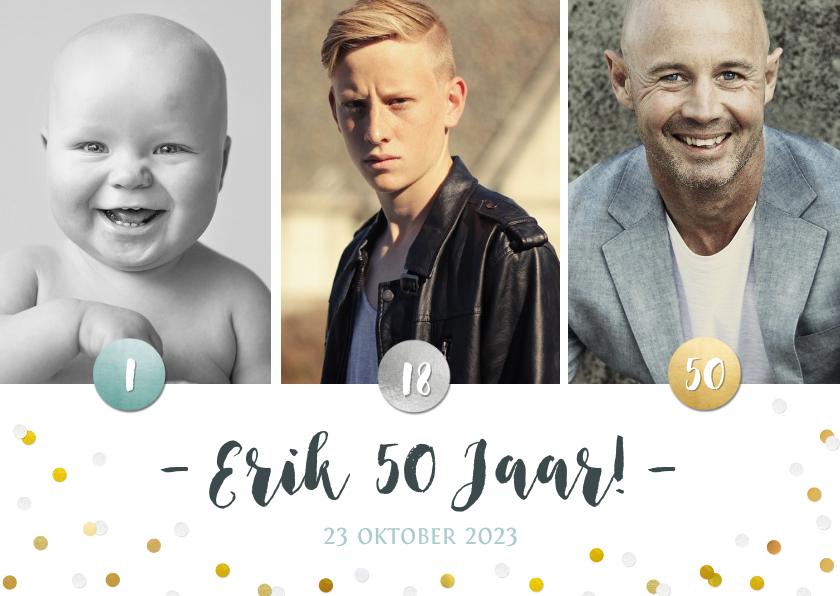 Uitnodiging verjaardagsfeest fotocollage kind tiener 50 - Uitnodigingen Uitnodigingen - Uitnodiging verjaardagsfeest fotocollage kind tiener 50