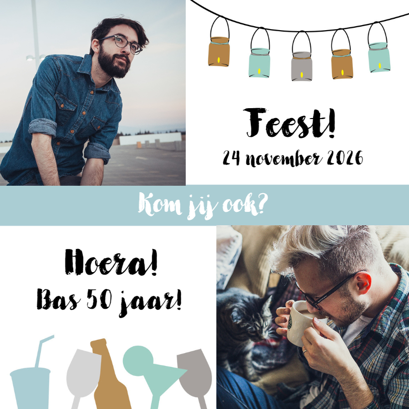 Uitnodiging verjaardagsfeest man - Uitnodigingen Uitnodigingen - Uitnodiging verjaardagsfeest man