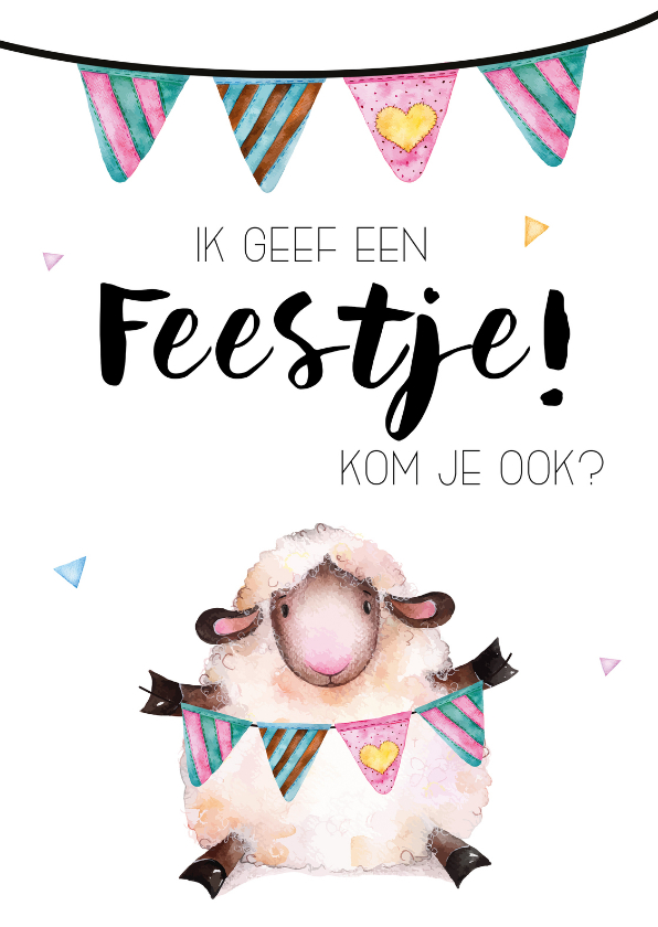 Uitnodiging: voor een kinderfeestje met lief schaapje - Uitnodigingen Uitnodigingen - Uitnodiging: voor een kinderfeestje met lief schaapje