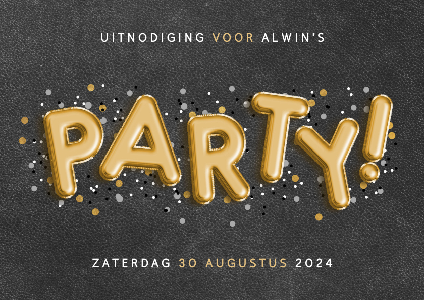 Uitnodiging voor een verjaardag met ballonnen en confetti - Uitnodigingen Uitnodigingen - Uitnodiging voor een verjaardag met ballonnen en confetti