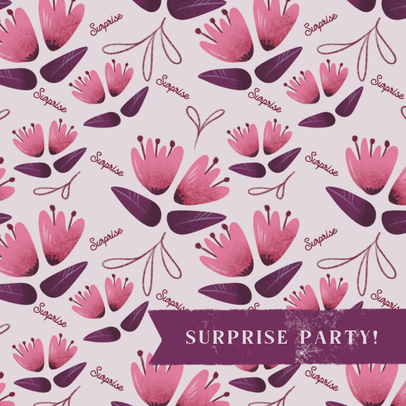 Uitnodigingen - Uitnodiging voor surpriseparty met vrolijke bloemen