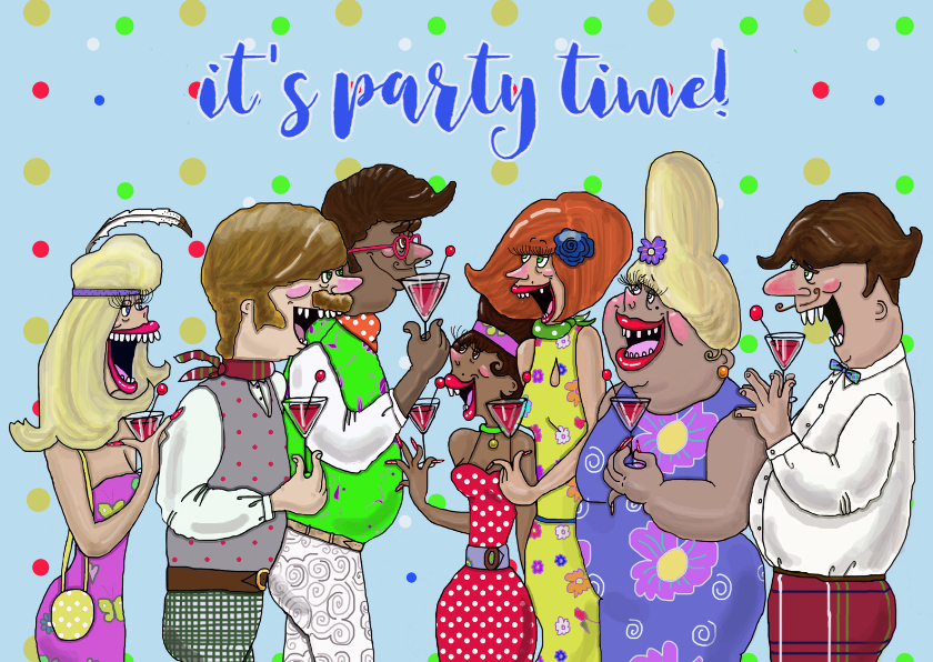Uitnodiging Vrolijk feestje - Uitnodigingen Uitnodigingen - Uitnodiging Vrolijk feestje