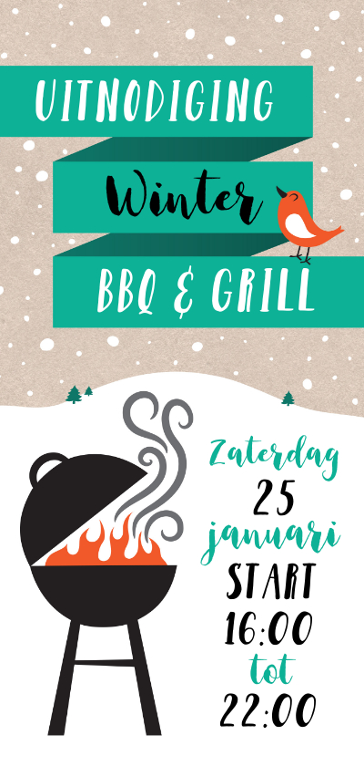 Uitnodigingen - Uitnodiging winter kerst BBQ en Grill nieuwjaarsborrel