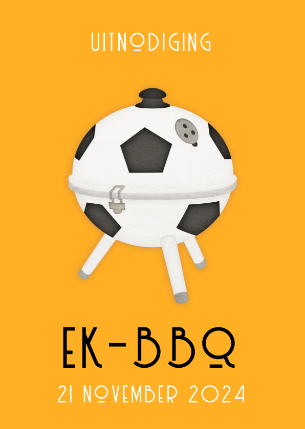 Uitnodigingen - Uitnodiging WK barbecue - oranje met voetbal bbq