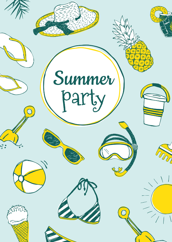 Uitnodiging zomers verjaardagsfeest - Uitnodigingen Uitnodigingen - Uitnodiging zomers verjaardagsfeest
