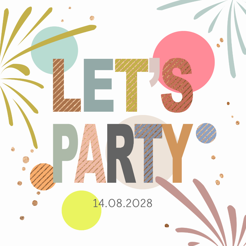 Uitnodigingen - Uitnodigingen Feest - Let's party met bollen en vuurwerk