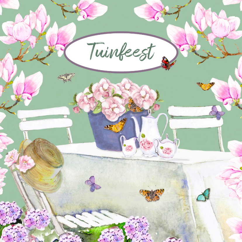Uitnodigingskaart Bloemen tuinfeest - Uitnodigingen Uitnodigingen - Uitnodigingskaart Bloemen tuinfeest