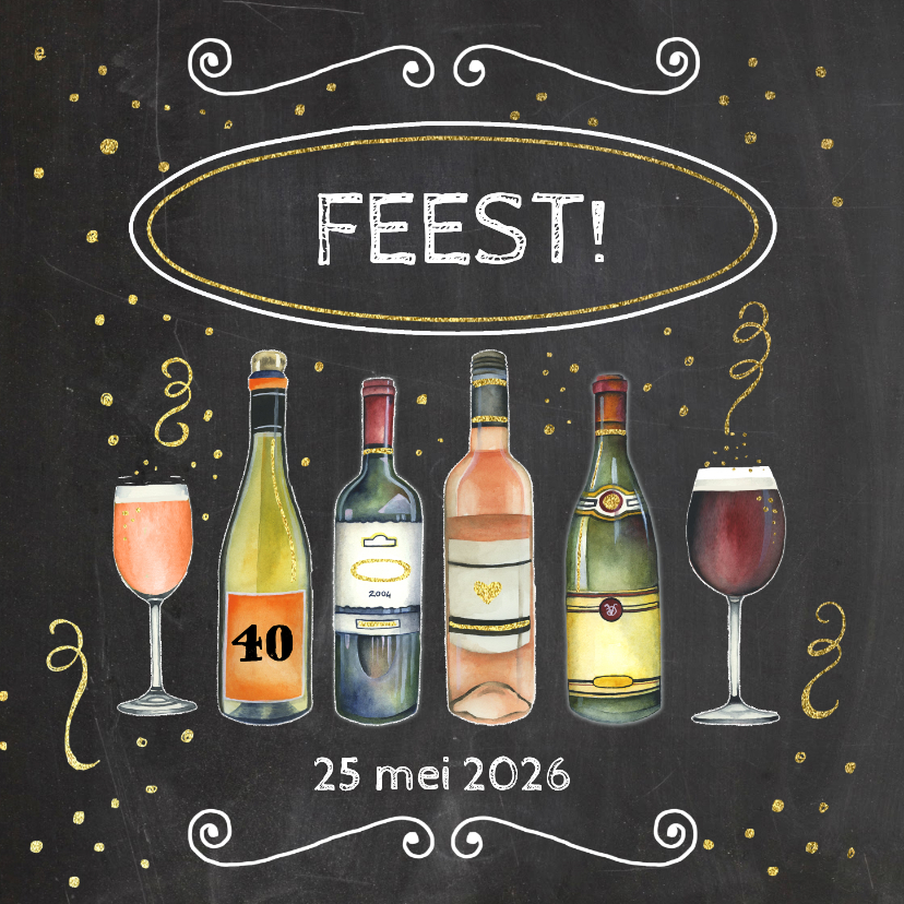 Uitnodigingen - Uitnodigingskaart feest wijn