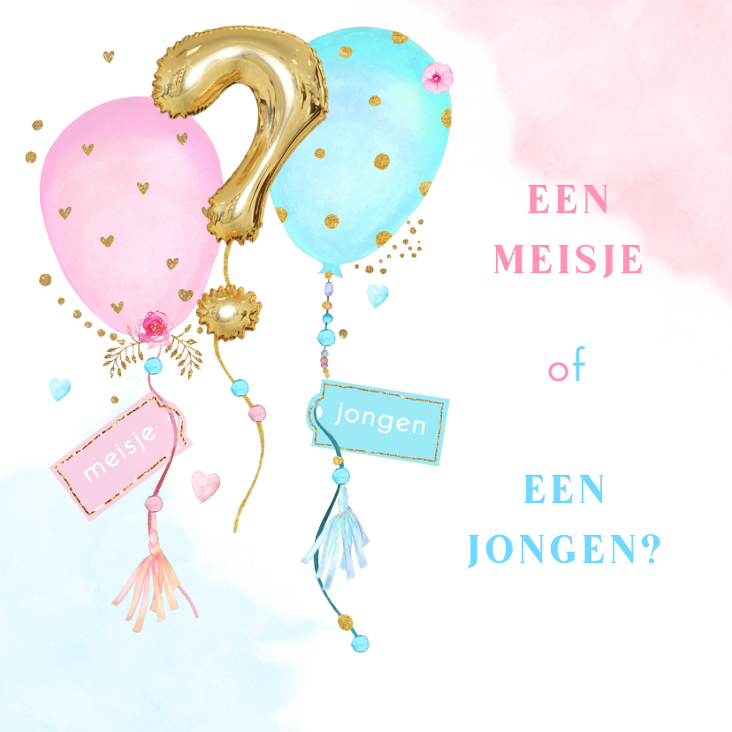 Uitnodigingskaart gender reveal party balonnen - Uitnodigingen Uitnodigingen - Uitnodigingskaart gender reveal party balonnen