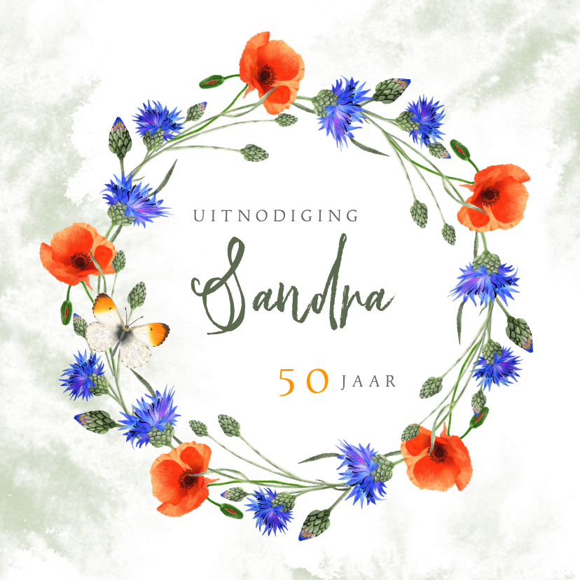 Uitnodigingskaart klaprozen en korenbloemen - Uitnodigingen Uitnodigingen - Uitnodigingskaart klaprozen en korenbloemen