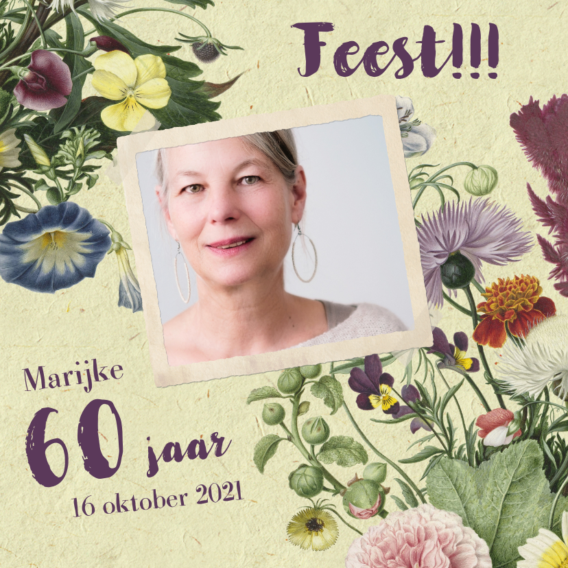 Uitnodigingskaart met stijlvolle bloemenillustratie en foto - Uitnodigingen Uitnodigingen - Uitnodigingskaart met stijlvolle bloemenillustratie en foto