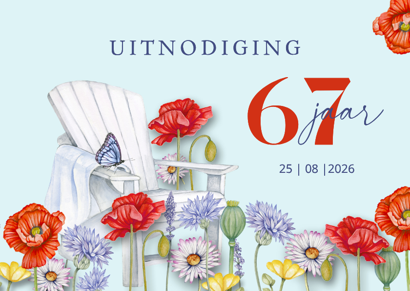 Uitnodigingen - Uitnodigingskaart pensioen veldbloemen