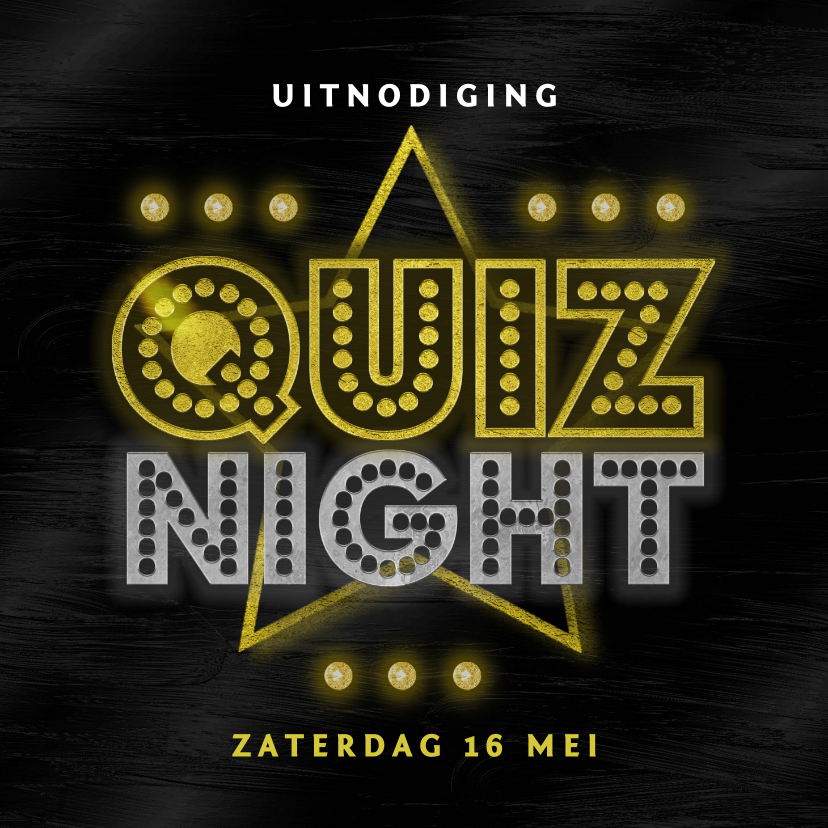 Uitnodigingskaart quiz night vrienden familie goud - Uitnodigingen Uitnodigingen - Uitnodigingskaart quiz night vrienden familie goud