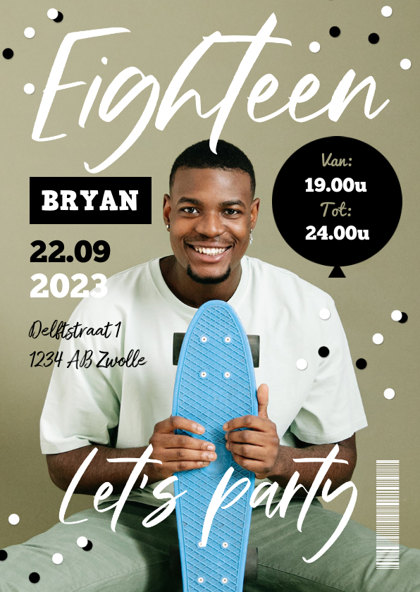 Uitnodigingskaart verjaardag magazine cover confetti man - Uitnodigingen Uitnodigingen - Uitnodigingskaart verjaardag magazine cover confetti man
