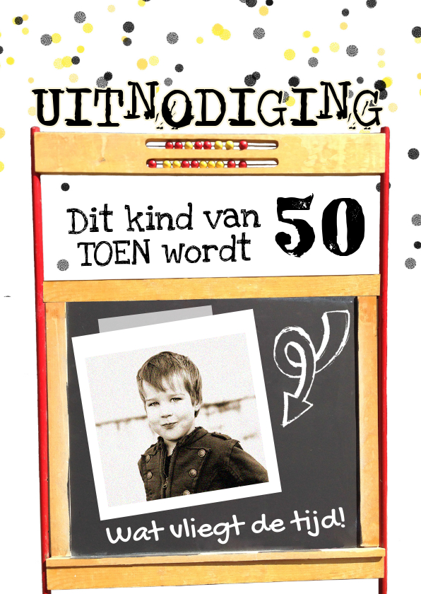 Verjaardagsfeest schoolbord TOEN - Uitnodigingen Uitnodigingen - Verjaardagsfeest schoolbord TOEN