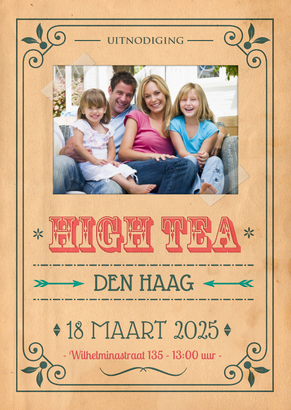 Uitnodigingen - Vintage poster High Tea 1LS3