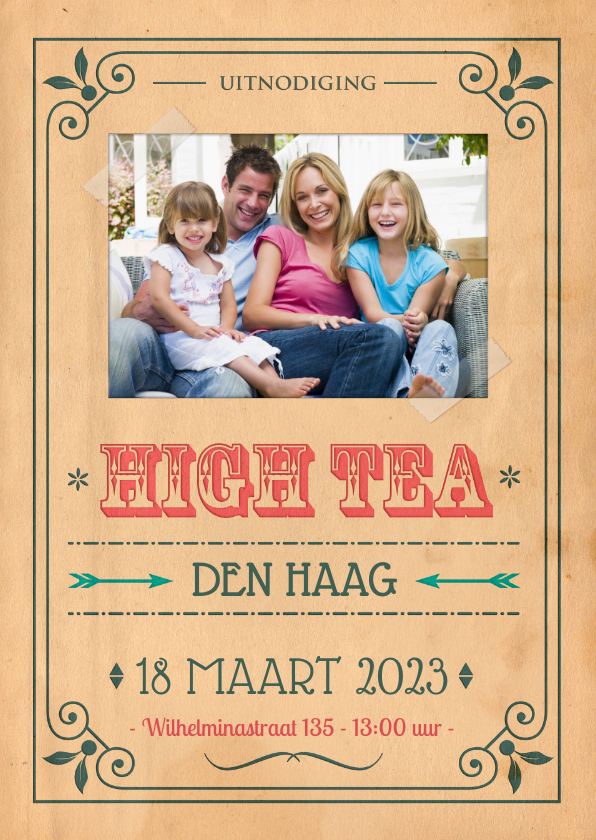 Uitnodigingen - Vintage poster High Tea 1LS3