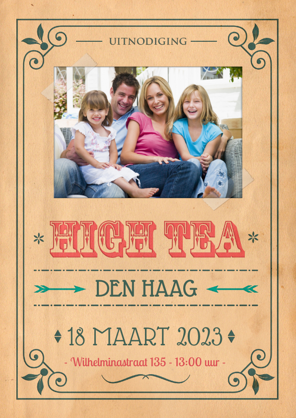 Vintage poster High Tea 1LS3 - Uitnodigingen Uitnodigingen - Vintage poster High Tea 1LS3