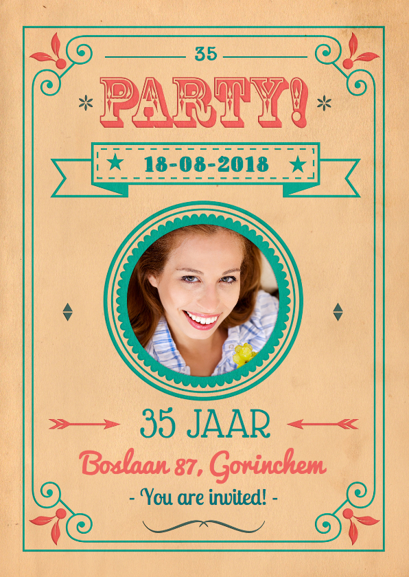Vintage Poster Party 1LS3 - Uitnodigingen Uitnodigingen - Vintage Poster Party 1LS3