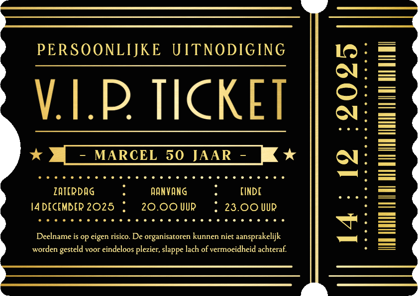 V.I.P. ticket uitnodiging verjaardag feestje in ticket vorm - Uitnodigingen Uitnodigingen - V.I.P. ticket uitnodiging verjaardag feestje in ticket vorm