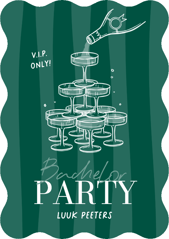 Wave uitnodigingskaart bachelor party champagne toren vip - Uitnodigingen Uitnodigingen - Wave uitnodigingskaart bachelor party champagne toren vip