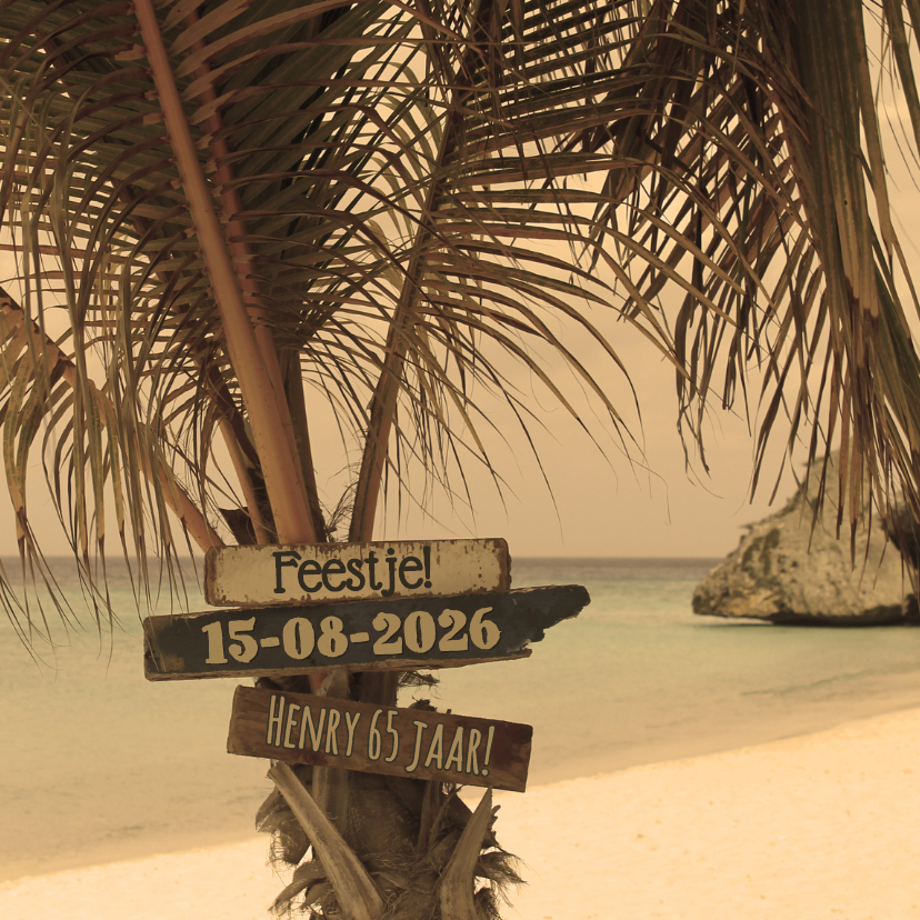 Zomerse kaart strand palmboom 4k - Uitnodigingen Uitnodigingen - Zomerse kaart strand palmboom 4k