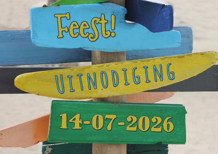 zomerse uitnodiging paal hout - Uitnodigingen Uitnodigingen - zomerse uitnodiging paal hout