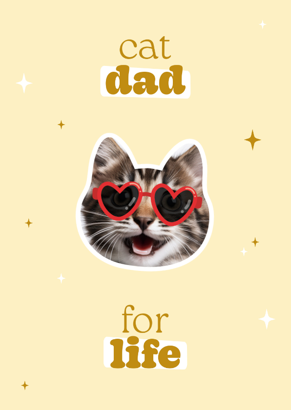 Grappig vaderdagkaartje cat dad met foto - Vaderdag kaarten Vaderdag kaarten - Grappig vaderdagkaartje cat dad met foto