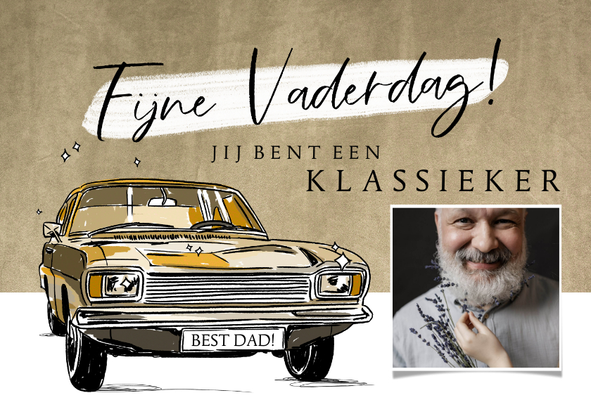 Vaderdag kaarten - Klassieke vaderdagkaart met oldtimer op velvet achtergrond