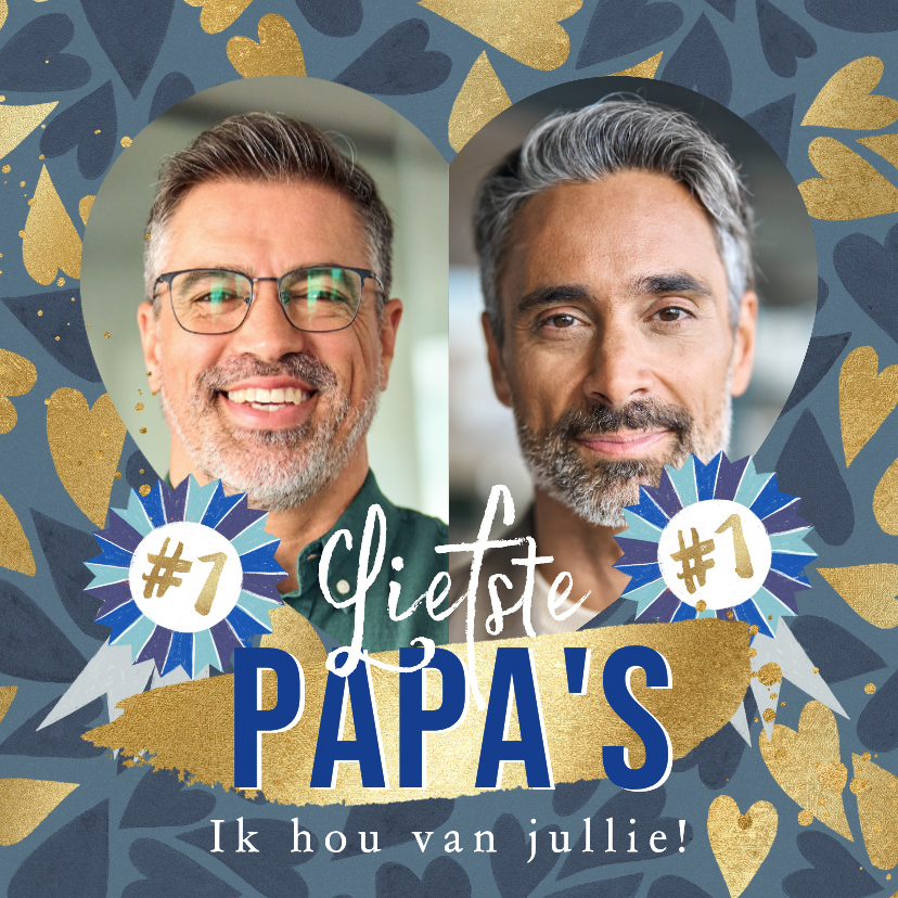 Liefdevolle vaderdagkaart liefste papa’s collage hart goud - Vaderdag kaarten Vaderdag kaarten - Liefdevolle vaderdagkaart liefste papa’s collage hart goud