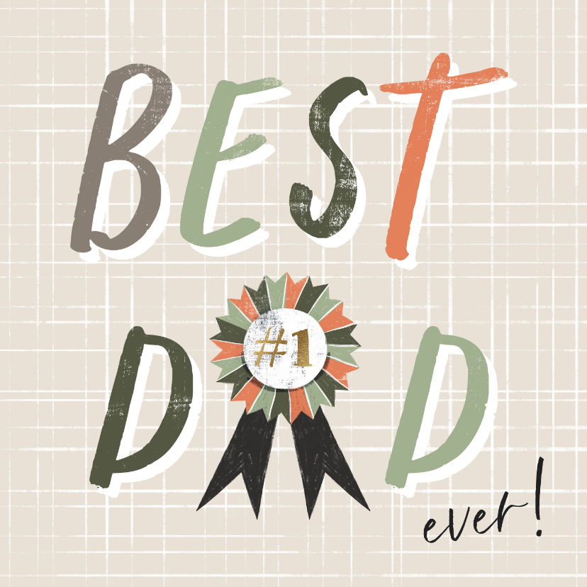 Vaderdag kaarten - Moderne Vaderdag kaart 'Best Dad ever!' met lint