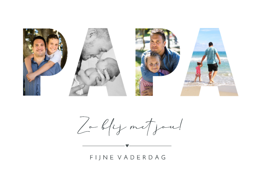 Moderne vaderdagkaart met letters PAPA met foto's erin - Vaderdag kaarten Vaderdag kaarten - Moderne vaderdagkaart met letters PAPA met foto's erin