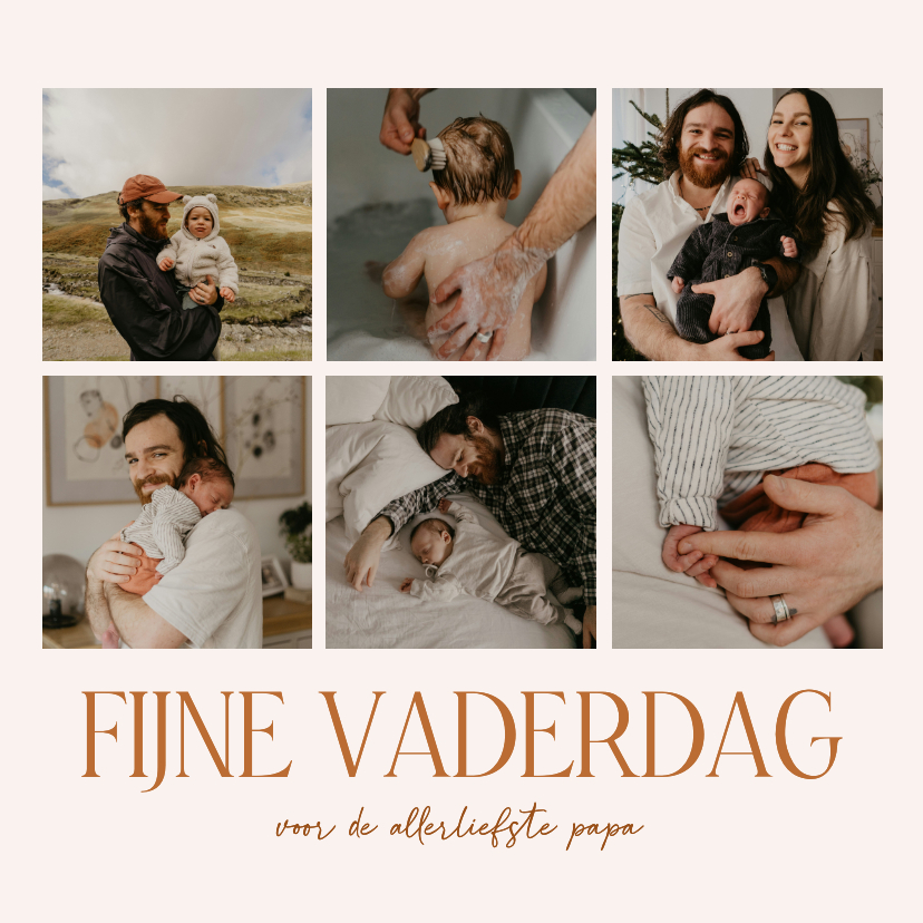Stijlvolle vaderdagkaart fotocollage beige - Vaderdag kaarten Vaderdag kaarten - Stijlvolle vaderdagkaart fotocollage beige