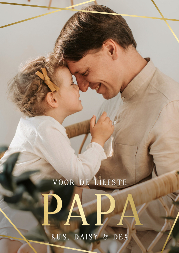Stijlvolle vaderdagkaart met grote eigen foto en goud - Vaderdag kaarten Vaderdag kaarten - Stijlvolle vaderdagkaart met grote eigen foto en goud
