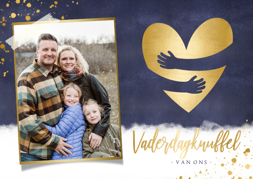 Stijlvolle vaderdagknuffel kaart corona - hart met omhelzing - Vaderdag kaarten Vaderdag kaarten - Stijlvolle vaderdagknuffel kaart corona - hart met omhelzing