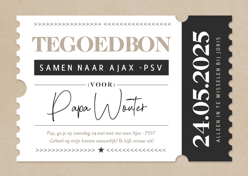 Tegoedbon vaderdag kaart met aanpasbare teksten - Vaderdag kaarten Vaderdag kaarten - Tegoedbon vaderdag kaart met aanpasbare teksten
