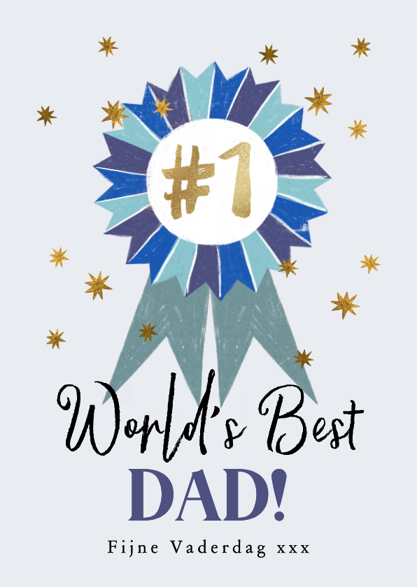 Trendy vaderdagkaart world’s best dad vaandel #1 goud - Vaderdag kaarten Vaderdag kaarten - Trendy vaderdagkaart world’s best dad vaandel #1 goud