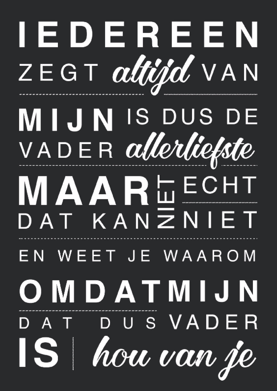 Typografische vaderdagkaart - DH - Vaderdag kaarten Vaderdag kaarten - Typografische vaderdagkaart - DH
