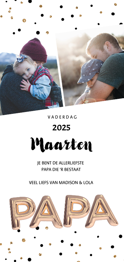 Vaderdag gouden ballonnen PAPA - Vaderdag kaarten Vaderdag kaarten - Vaderdag gouden ballonnen PAPA