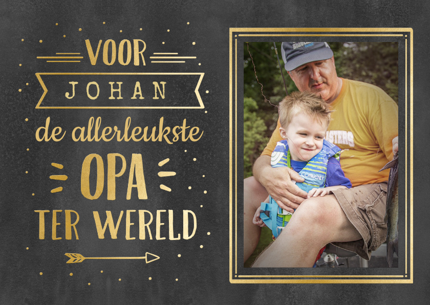 Vaderdag handlettering kaart voor opa met naam - zwart goud - Vaderdag kaarten Vaderdag kaarten - Vaderdag handlettering kaart voor opa met naam - zwart goud