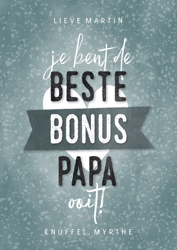 Vaderdag kaarten - Vaderdag kaart beste bonus papa met hartje en banner