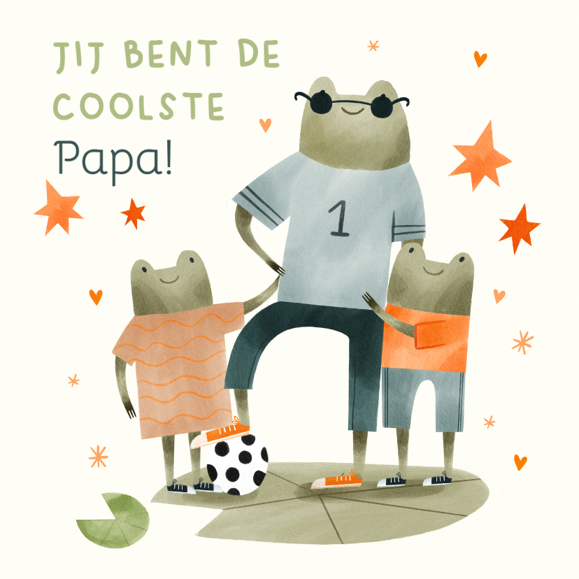 Vaderdag kaart coolste papa kikkers sterren hartjes - Vaderdag kaarten Vaderdag kaarten - Vaderdag kaart coolste papa kikkers sterren hartjes