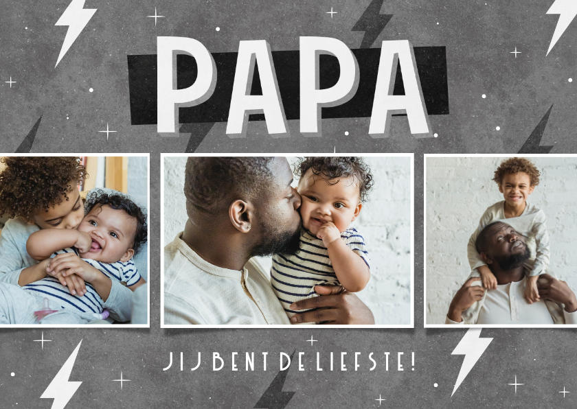 Vaderdag kaarten - Vaderdag kaart fotocollage stoer papa jij bent de liefste