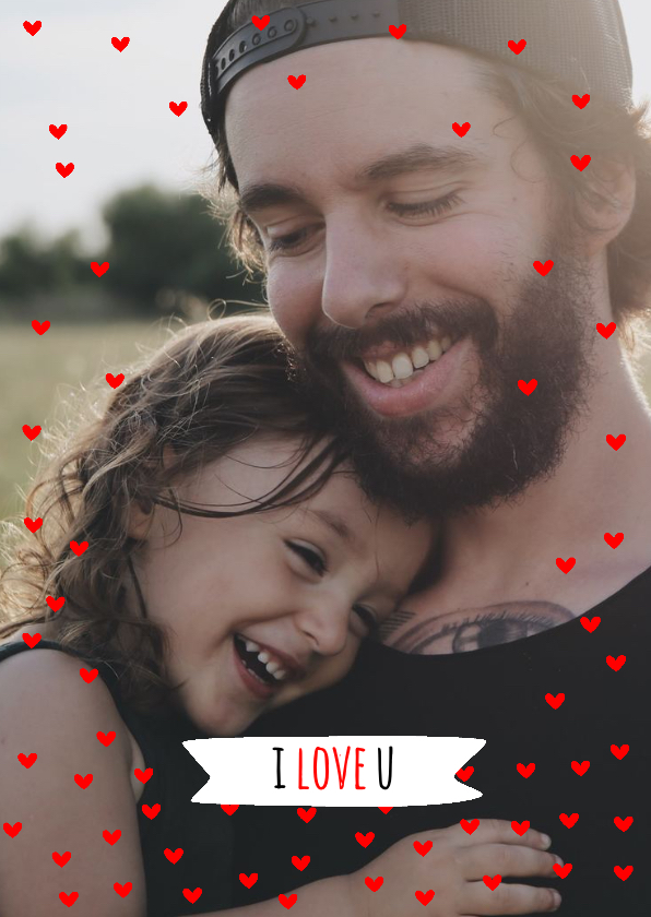 Vaderdag kaart hartjes rood I love you - Vaderdag kaarten Vaderdag kaarten - Vaderdag kaart hartjes rood I love you
