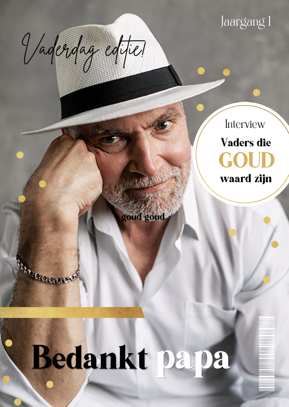 Vaderdag kaarten - Vaderdag magazine cover goud party confetti