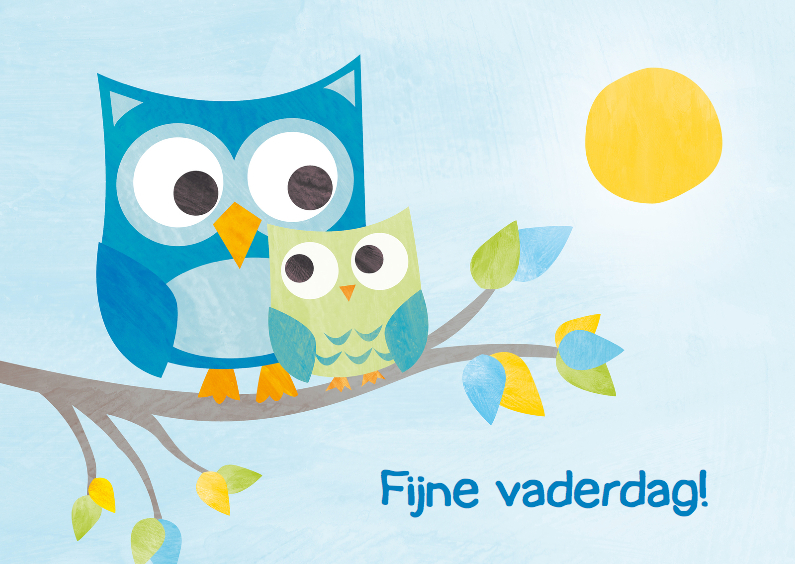 Vaderdag met uiltjes in boom - Vaderdag kaarten Vaderdag kaarten - Vaderdag met uiltjes in boom
