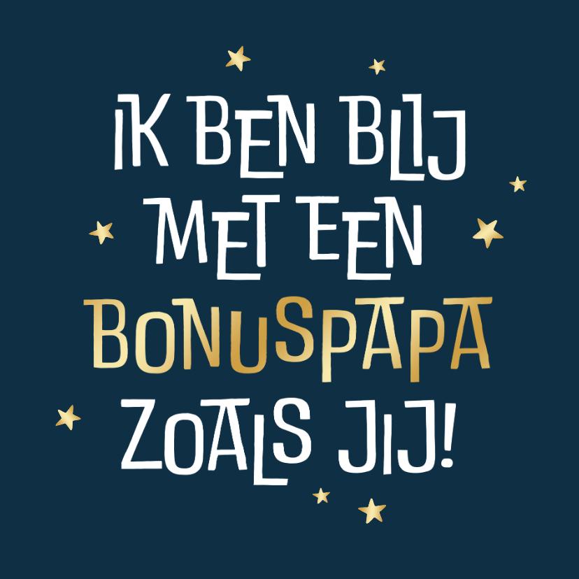 Vaderdag kaarten - Vaderdagkaart bonus papa hip stoer goud sterren