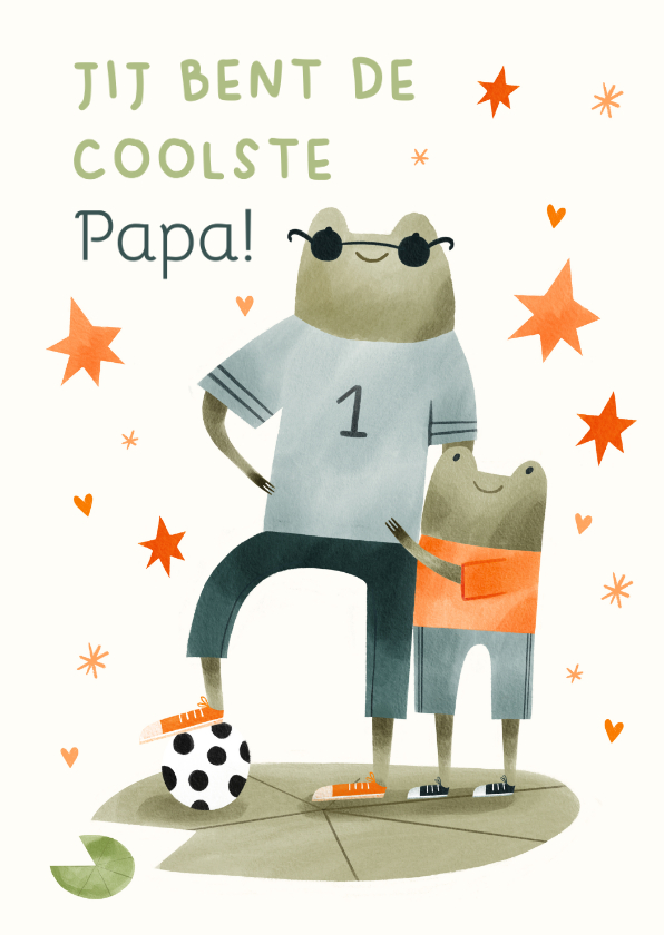 Vaderdagkaart coolste papa en zoon kikker sterren - Vaderdag kaarten Vaderdag kaarten - Vaderdagkaart coolste papa en zoon kikker sterren